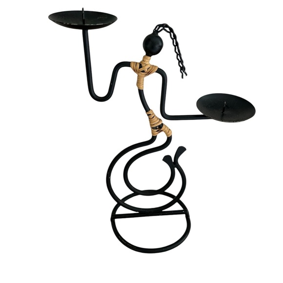 Set of 3 Metal Stick Figure Candle Holders - Picture 4 of 4